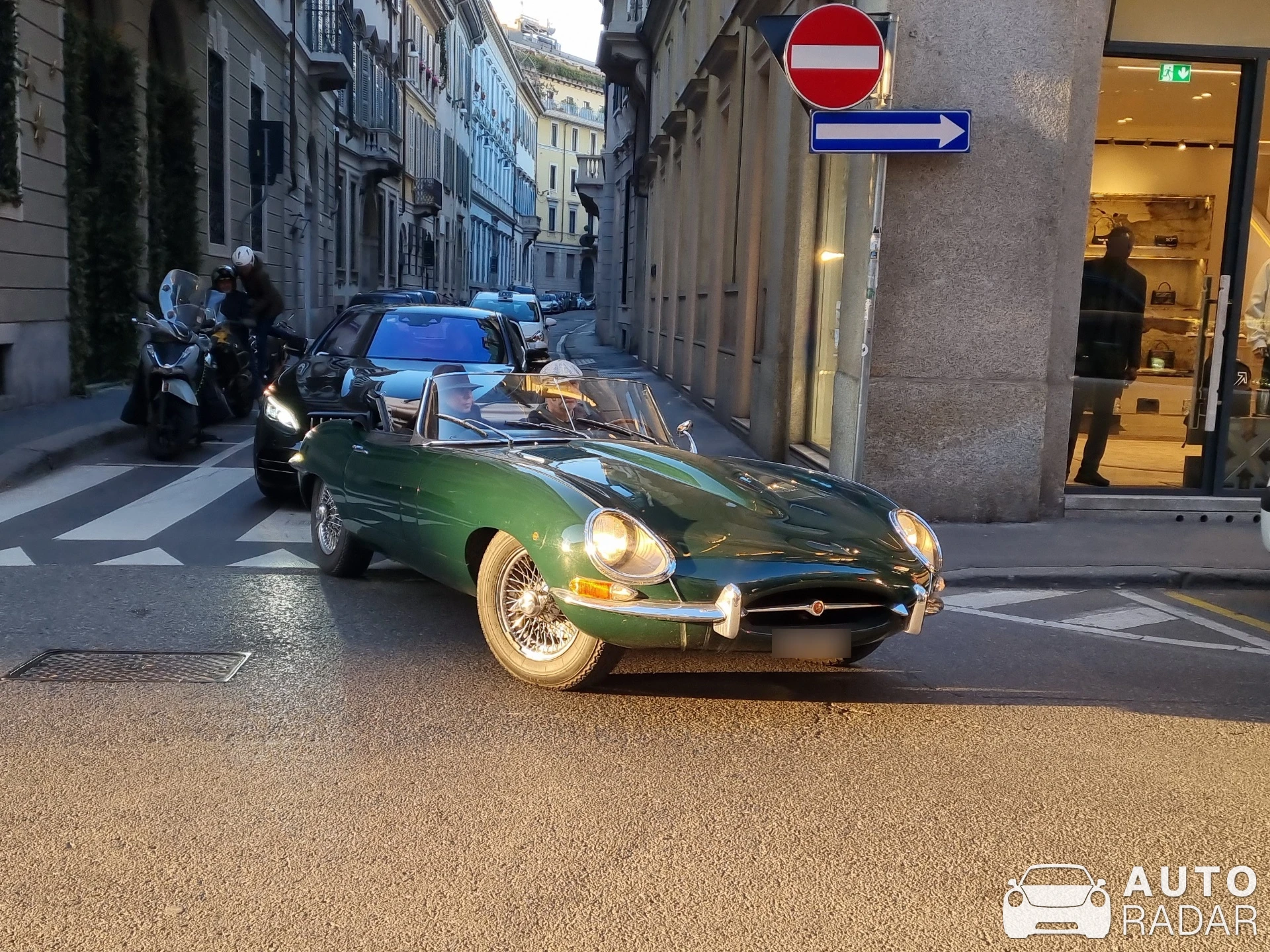 Jaguar E-Type Roadster spotted in Milano, Italy