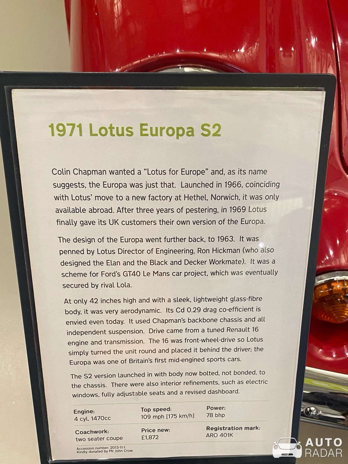 Lotus Europa S2 spotted in Lighthorne Heath