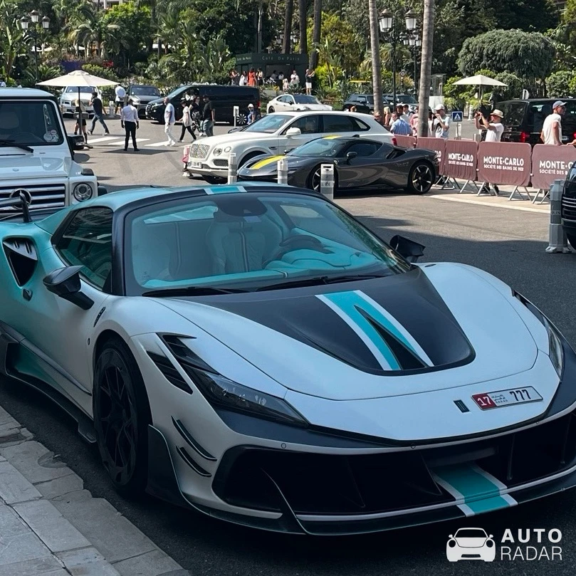 Ferrari F8 Spider Mansory F8XX Tempesta Turchese spotted in Monaco, Monaco