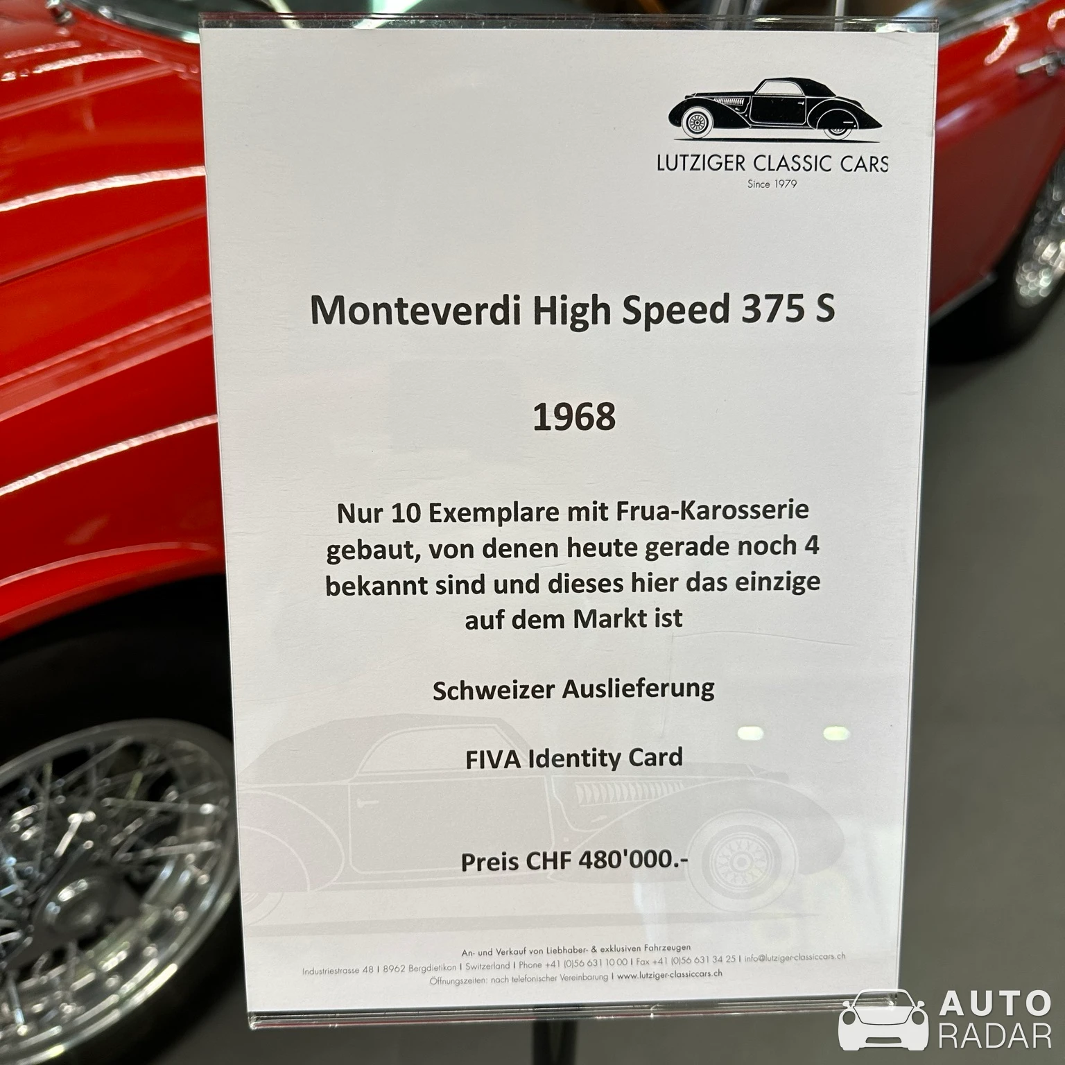 Monteverdi High Speed 375 S Frua spotted in Luzern