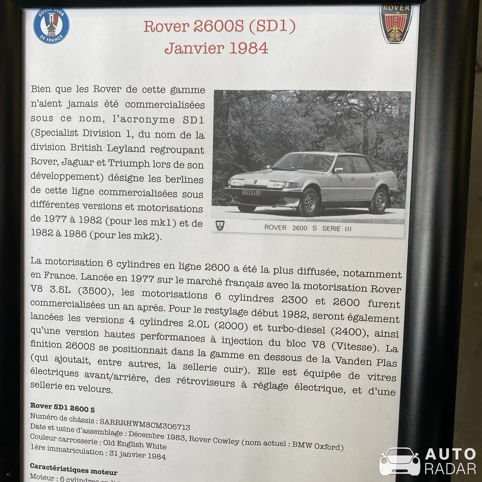 Rover SD1 spotted in Nantes
