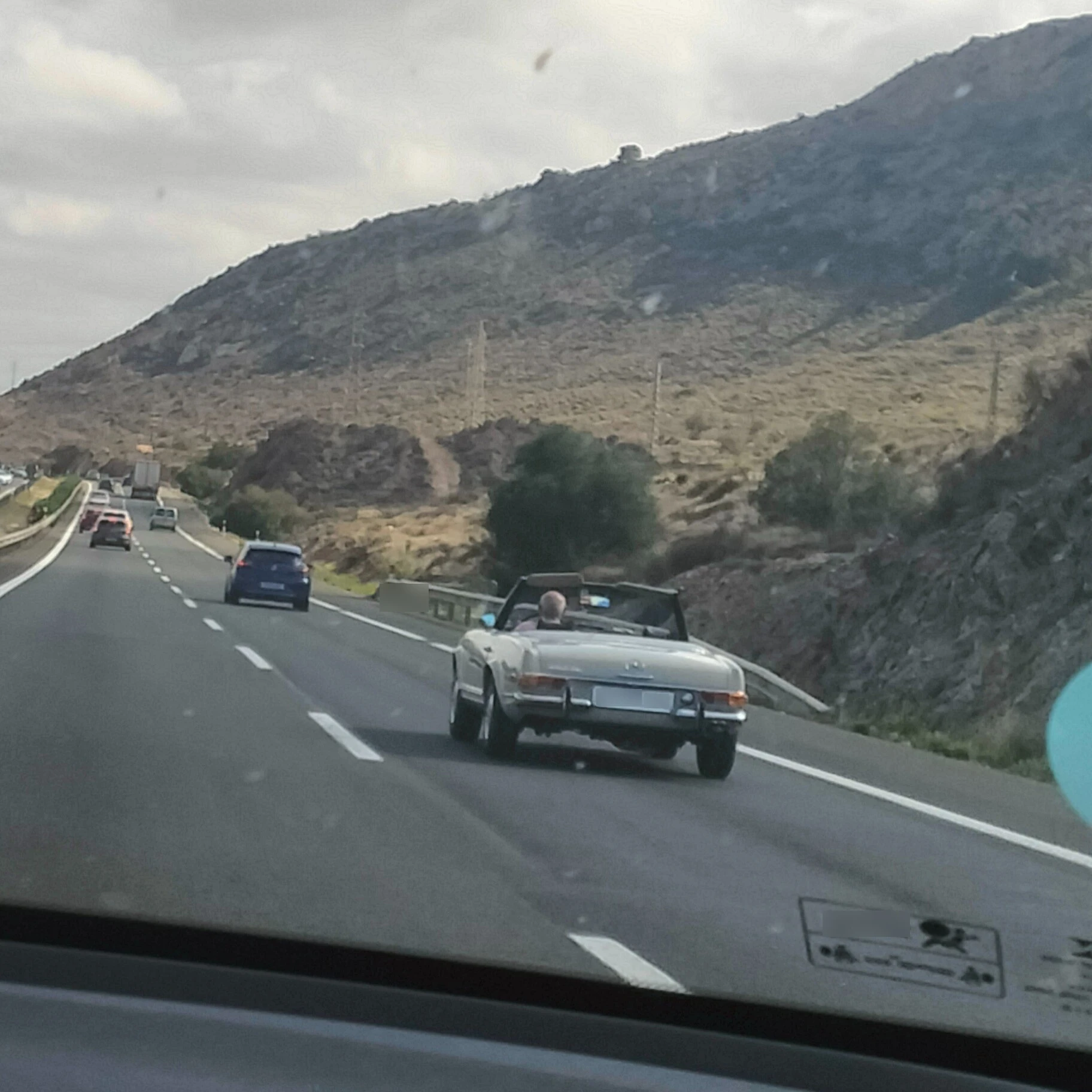 Mercedes-Benz SL (likely SL-Class R107 or W113 Pagoda) spotted in les Salinetes, Spain